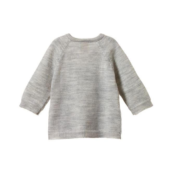 Nature Baby Merino Knit Kimono Jacket Light Grey Marl