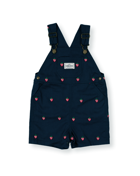 Goldie + Ace Mini Strawberry Embroidered Burton Overalls