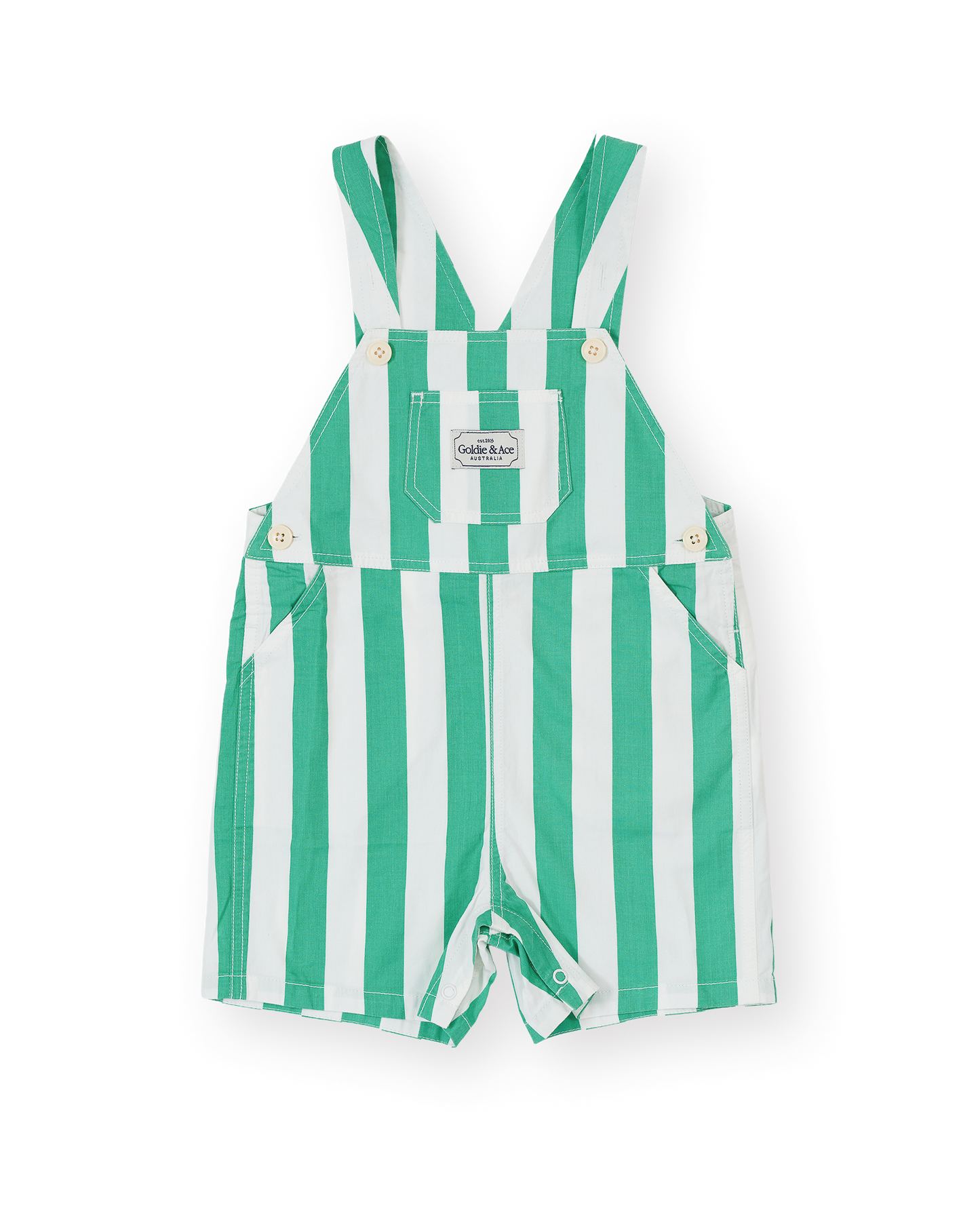 Goldie + Ace Happy Stripe Button Burton Overalls