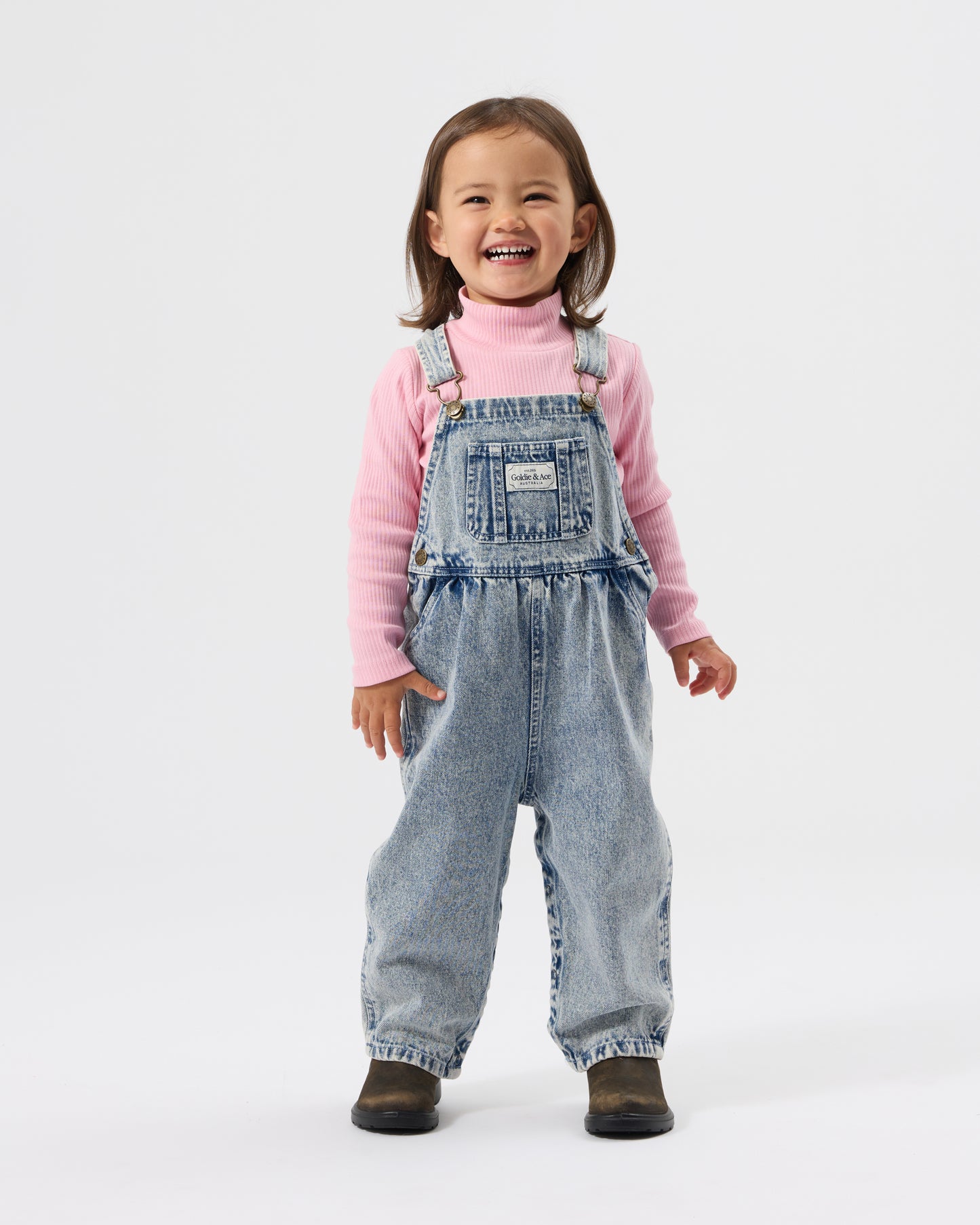Goldie + Ace Austin Vintage Washed Denim Overalls