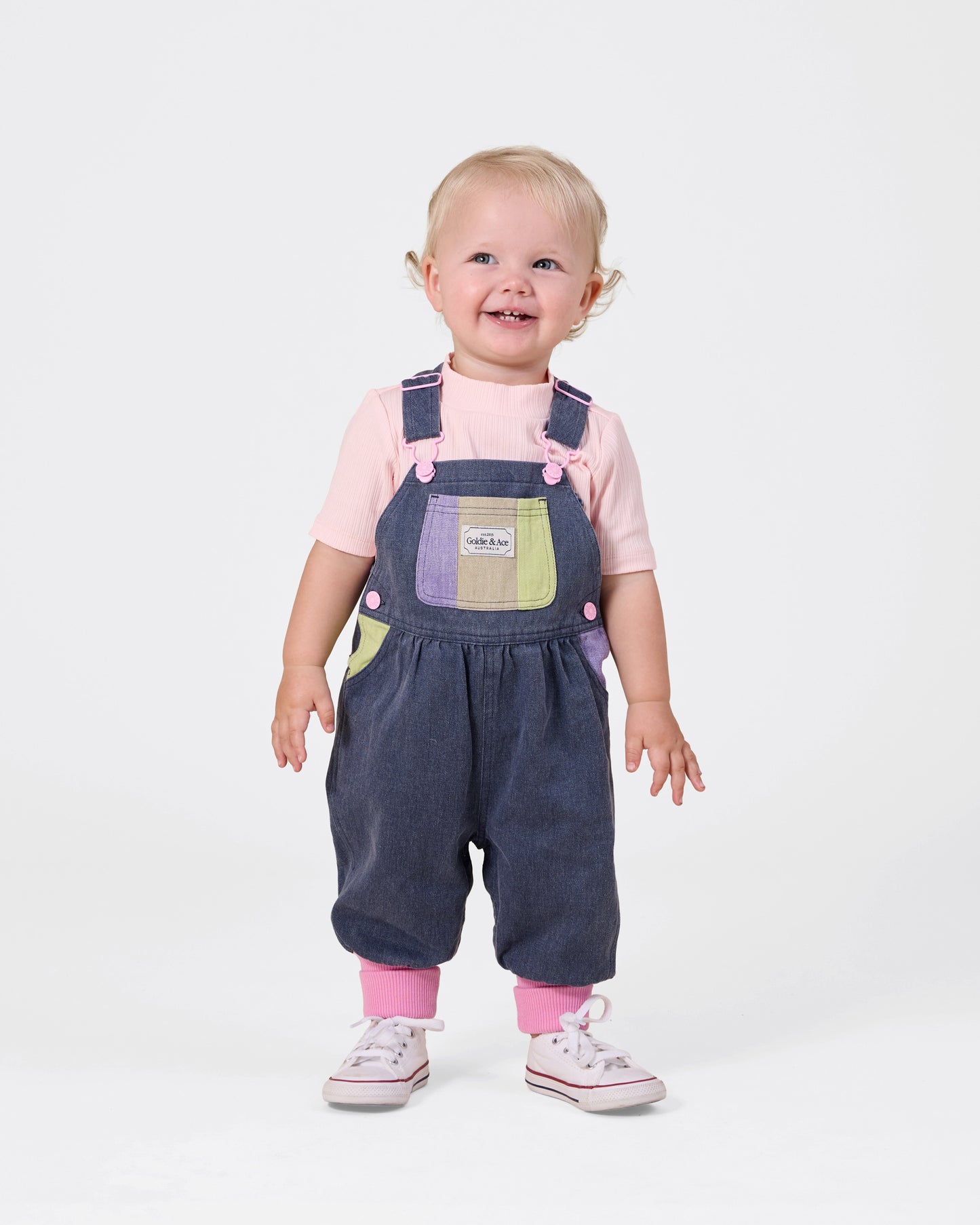 Goldie + Ace Colour Pop Baby Austin Overalls Purple | Green