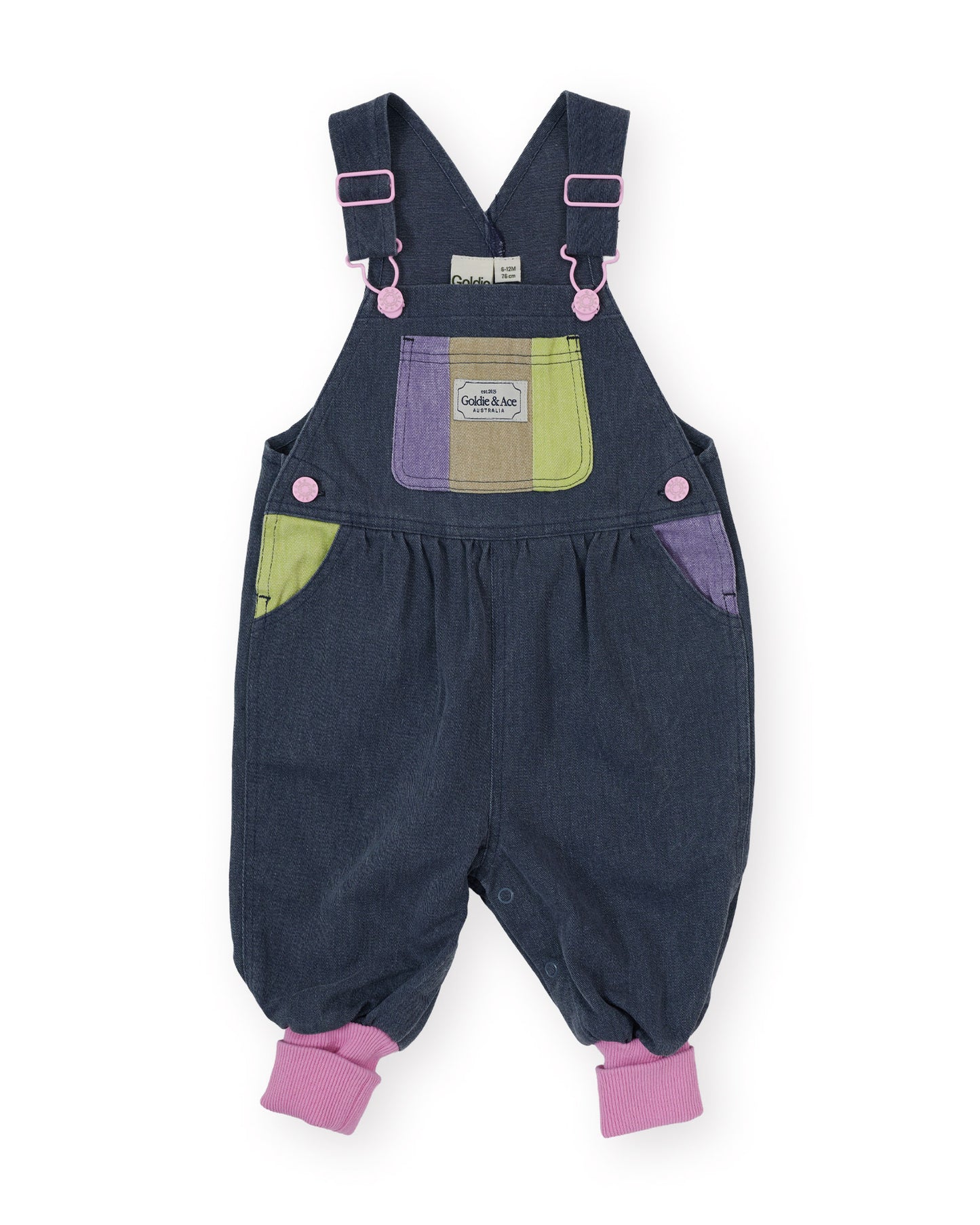 Goldie + Ace Colour Pop Baby Austin Overalls Purple | Green
