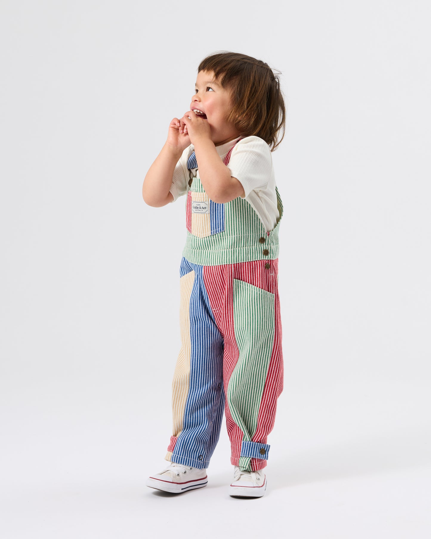 Goldie + Ace Patchwork Stripe Blake Overalls
