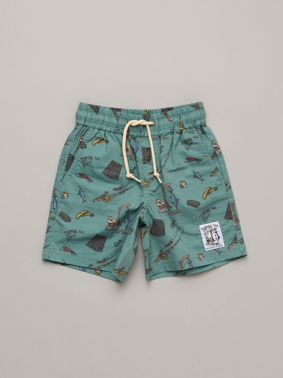 Just Another Fisherman Mini Tipping The Scales Volley Shorts Green