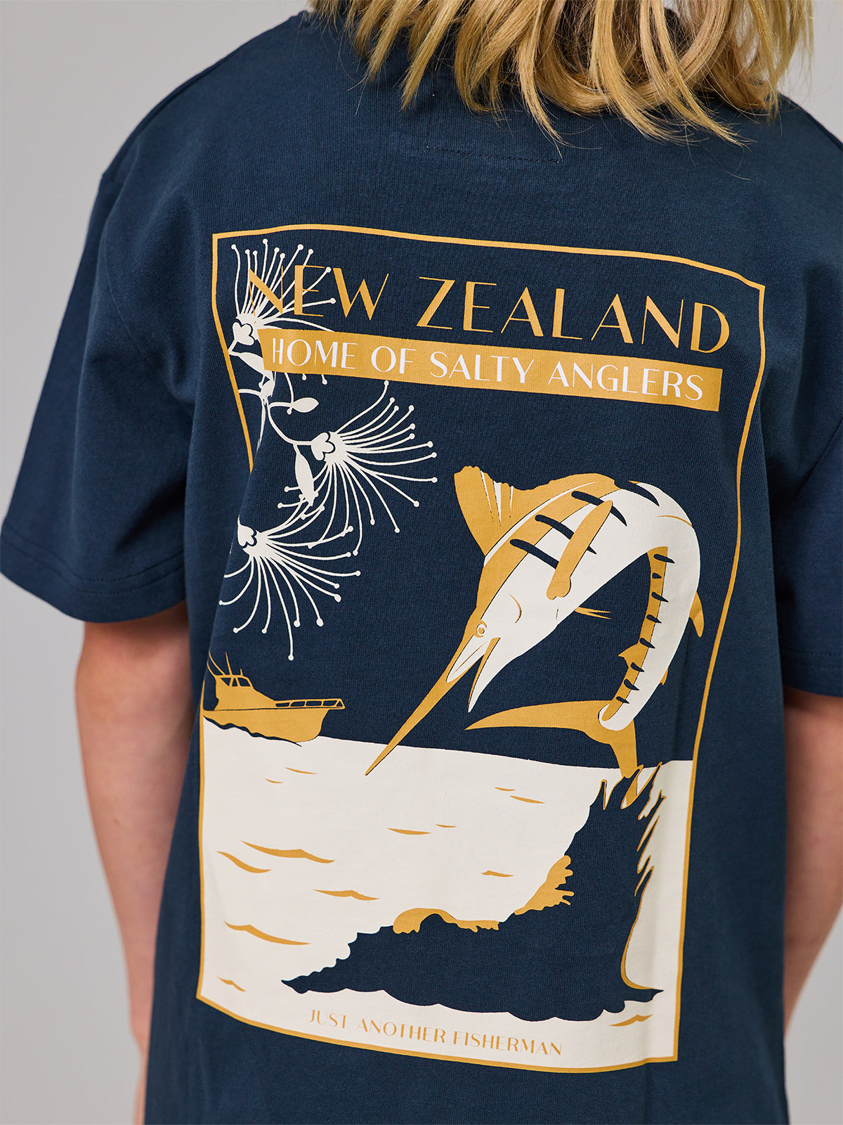 Just Another Fisherman Mini Salty Anglers Short Sleeve Tee Navy