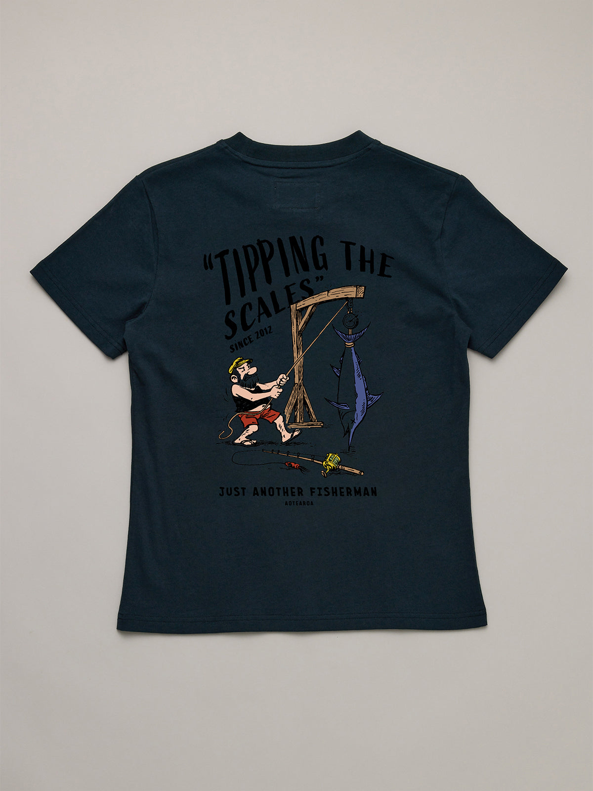Just Another Fisherman Mini Tipping The Scales Short Sleeve Tee Navy