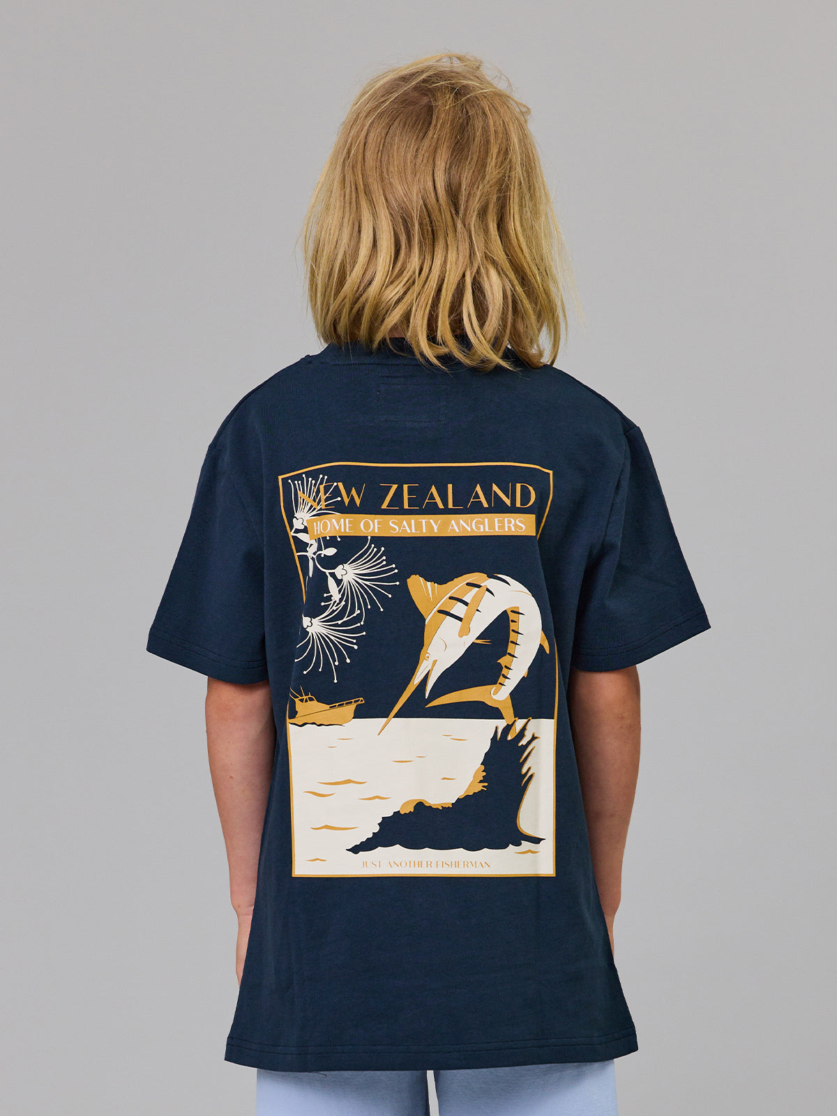 Just Another Fisherman Mini Salty Anglers Short Sleeve Tee Navy