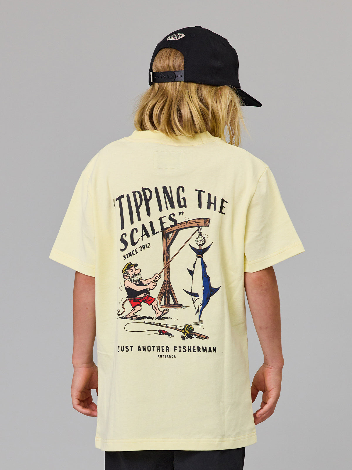 Just Another Fisherman Mini Tipping The Scales Short Sleeve Tee Dawn Yellow