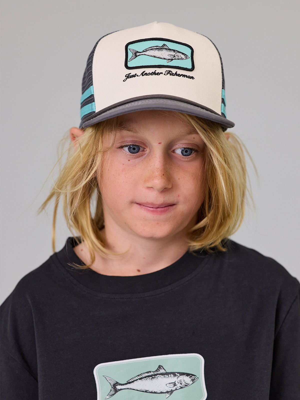 Just Another Fisherman Mini Kahawai Lorry Cap Cream | Charcoal