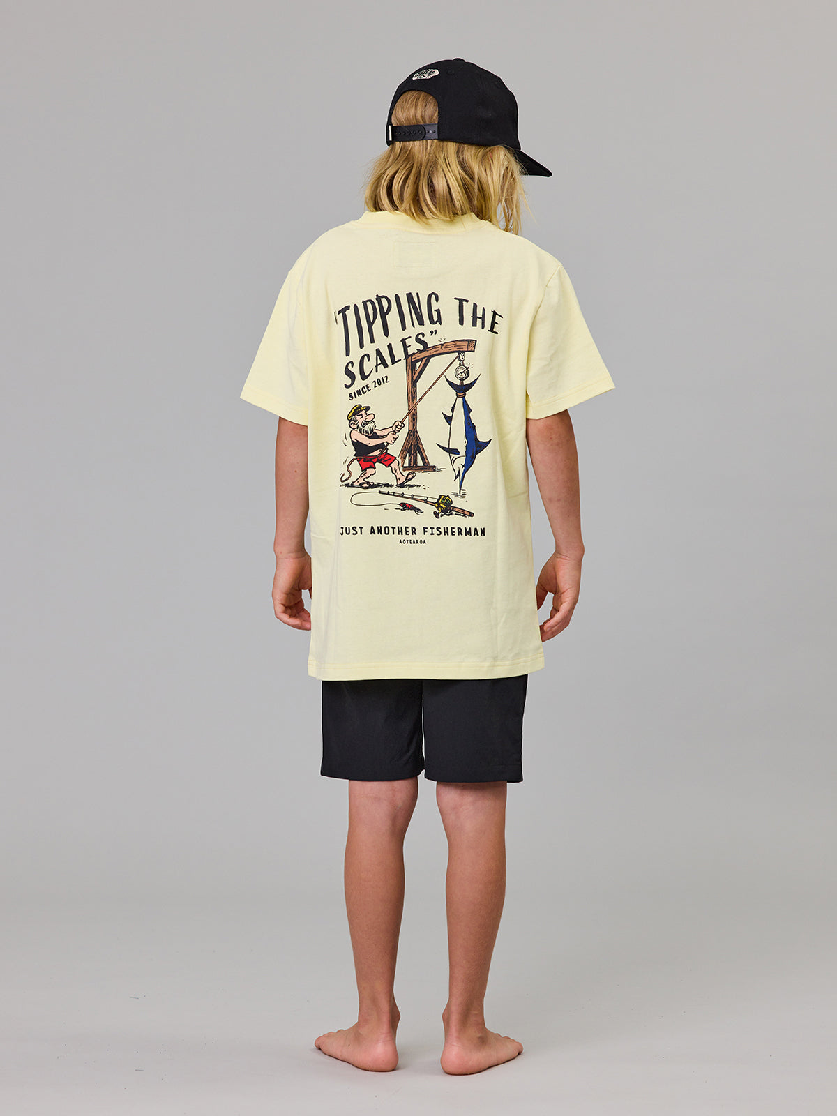 Just Another Fisherman Mini Tipping The Scales Short Sleeve Tee Dawn Yellow