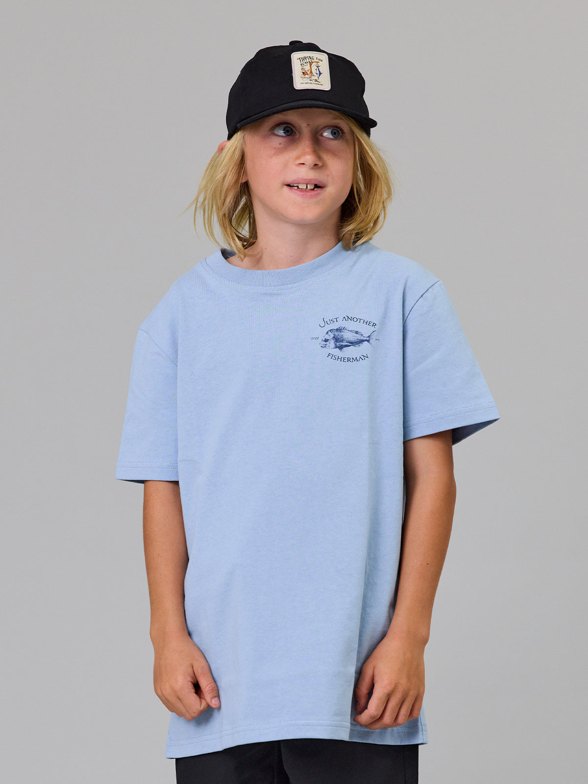Just Another Fisherman Mini Snapper Short Sleeve Tee Washed Blue