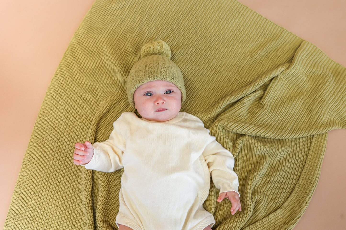 Grown Merino Pom Pom Beanie Sage