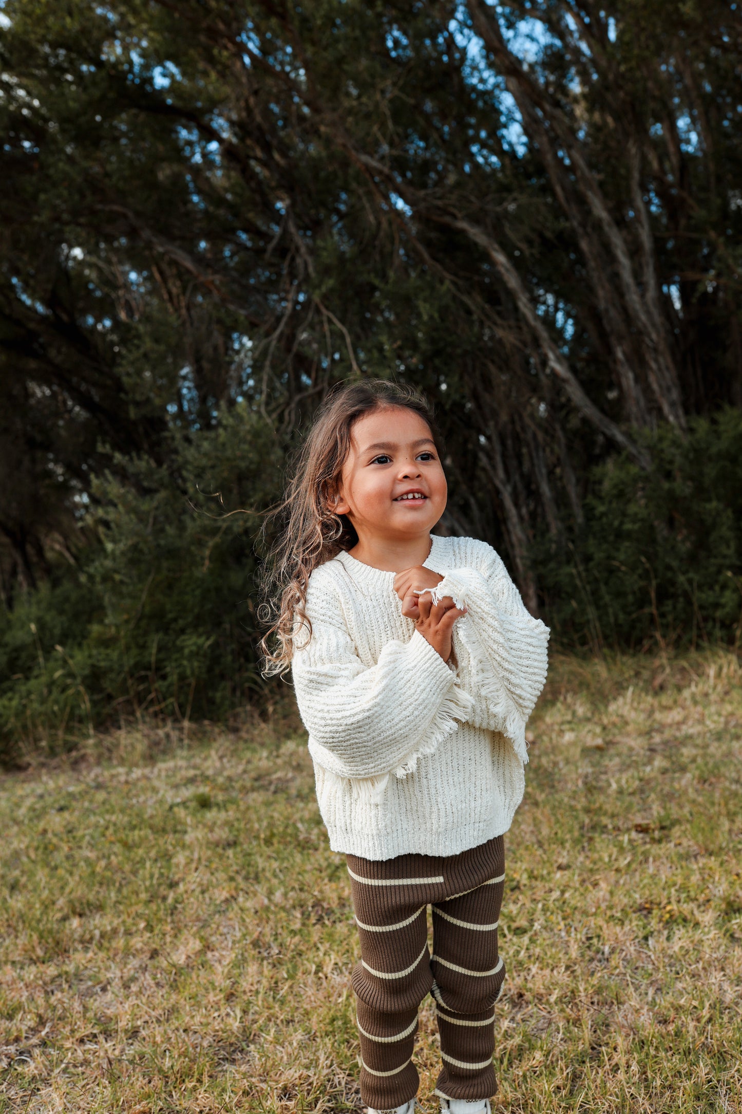 Grown Asymmetrical Stripe Leggings Clay