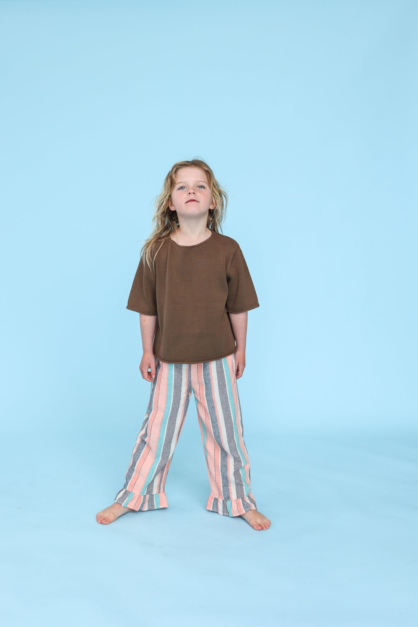 Grown Summer Stripe Cotton Frill Pant