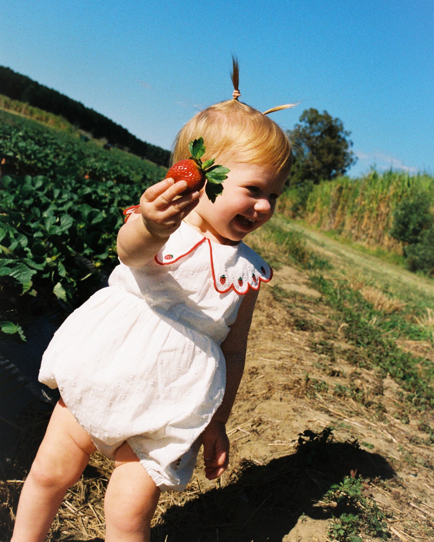 Goldie + Ace Scallop Collar Strawberry Romper