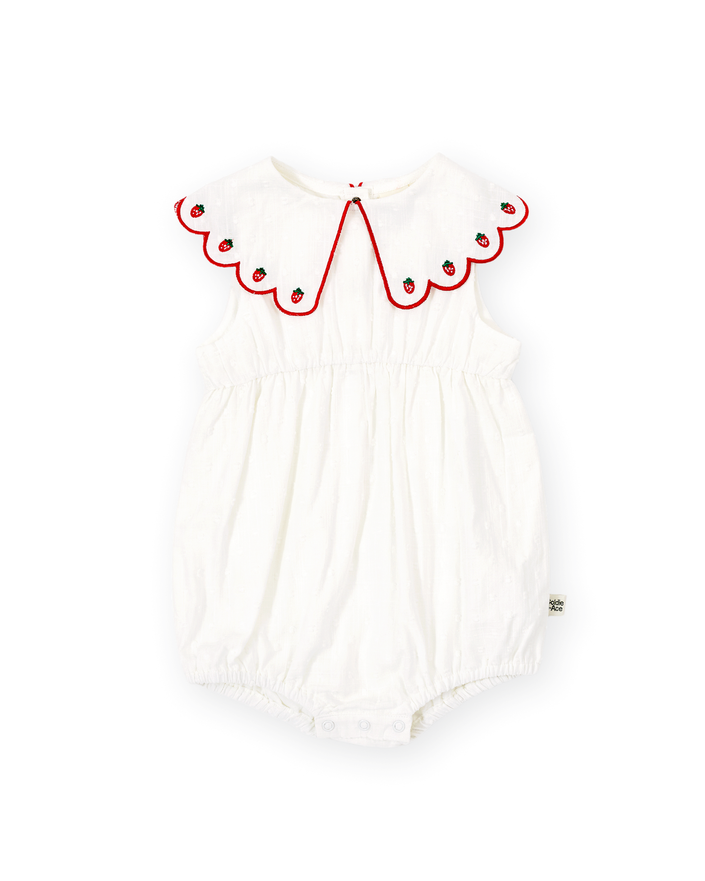 Goldie + Ace Scallop Collar Strawberry Romper