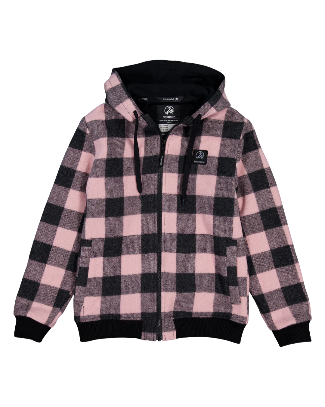 Swanndri Kid's Crooked River Wool Hoodie Pink Salt/Charcoal