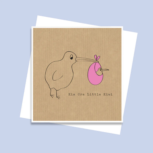 The Little Card Factory Pink Little Kiwi Card
