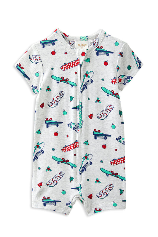 Milky Christmas Skate Zip Romper