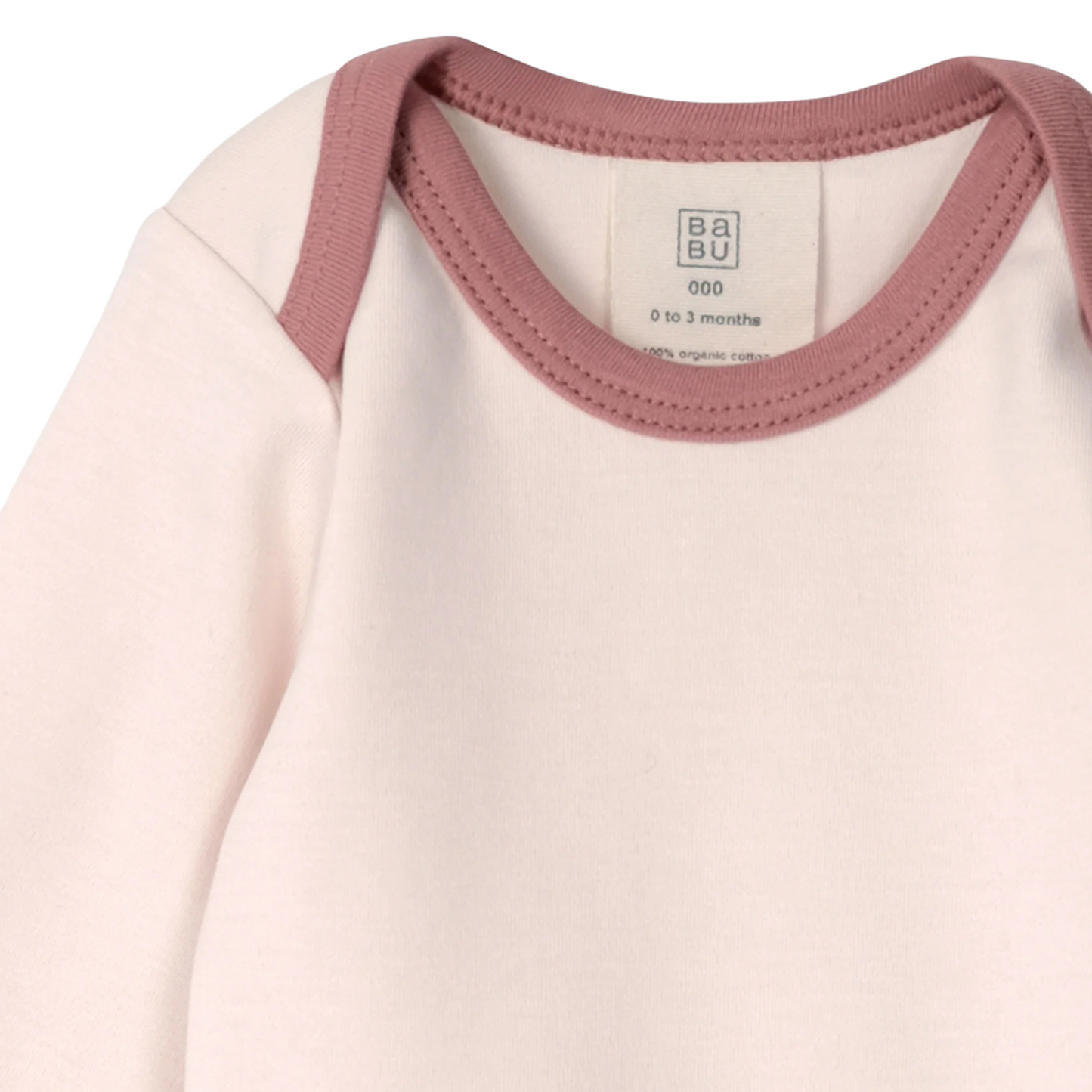 Babu Organic Long Sleeve  Bodysuit Petal Contrast