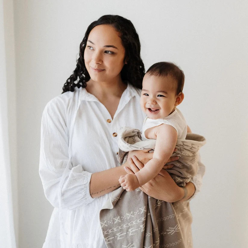 Bo & Ko Alofa Pepe Blanket Pebble