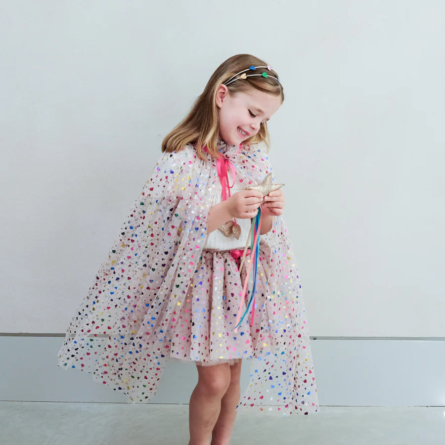 Mimi & Lula Rainbow Hearts Cape Beige