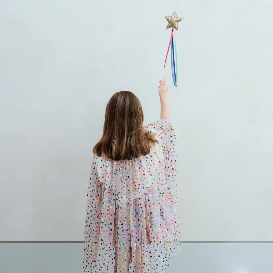 Mimi & Lula Rainbow Hearts Cape Beige