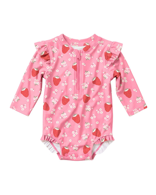 Toshi Baby Swim Long Sleeve Onesie Twinkle Strawberry