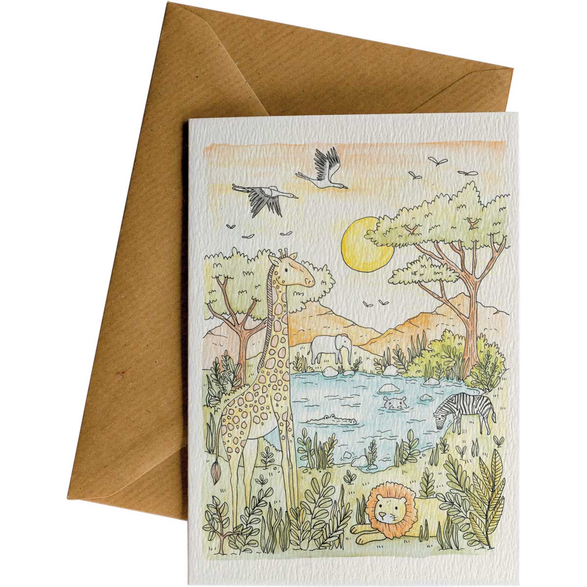 African Watering Hole Card