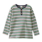Milky Heritage Waffle Stripe Henley Long Sleeve Tee