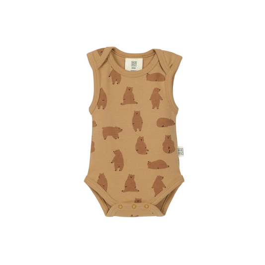 Babu Organic Cotton Singlet Bodysuit Chubby Bear