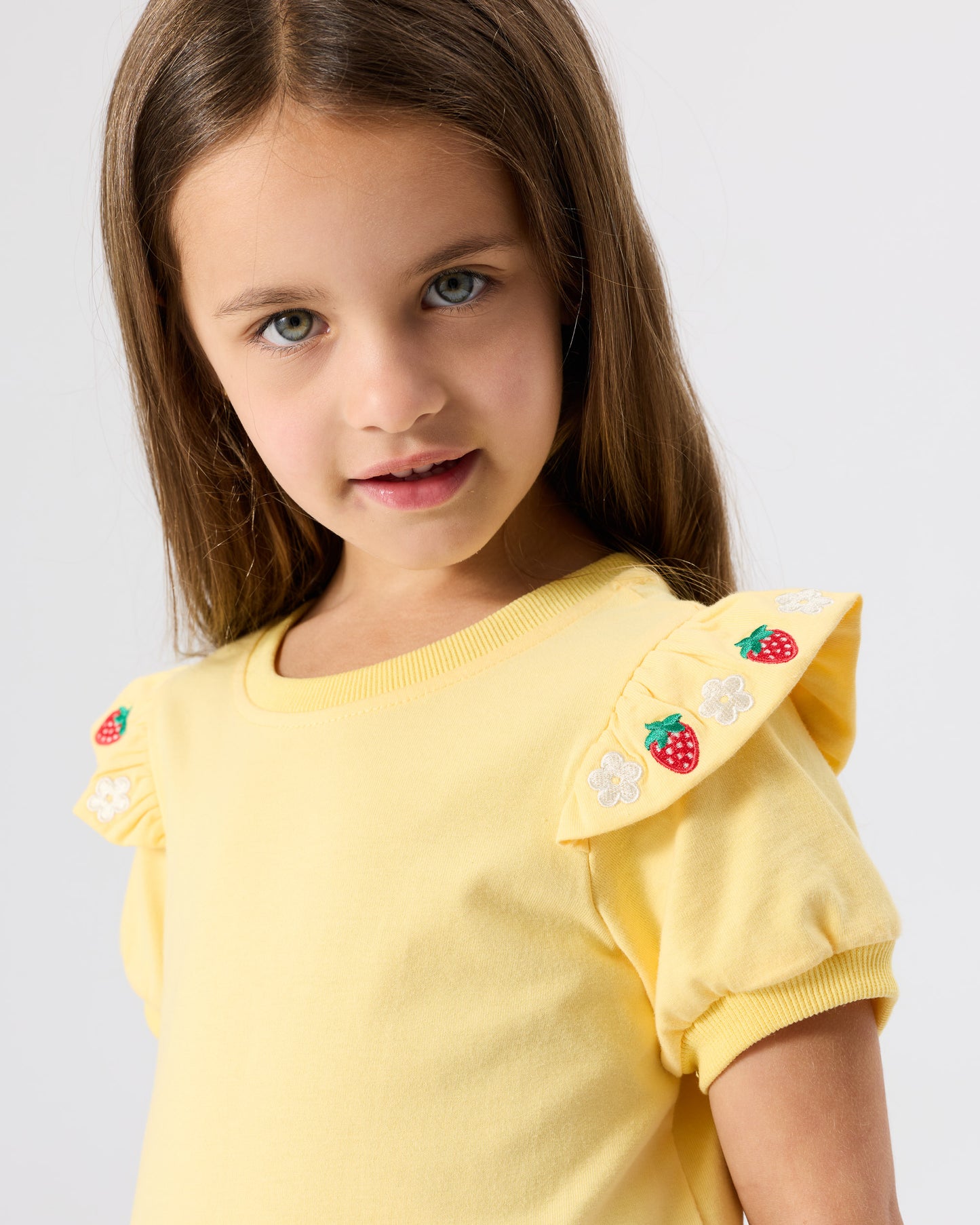 Goldie + Ace Flounce Shoulder Strawberry Top