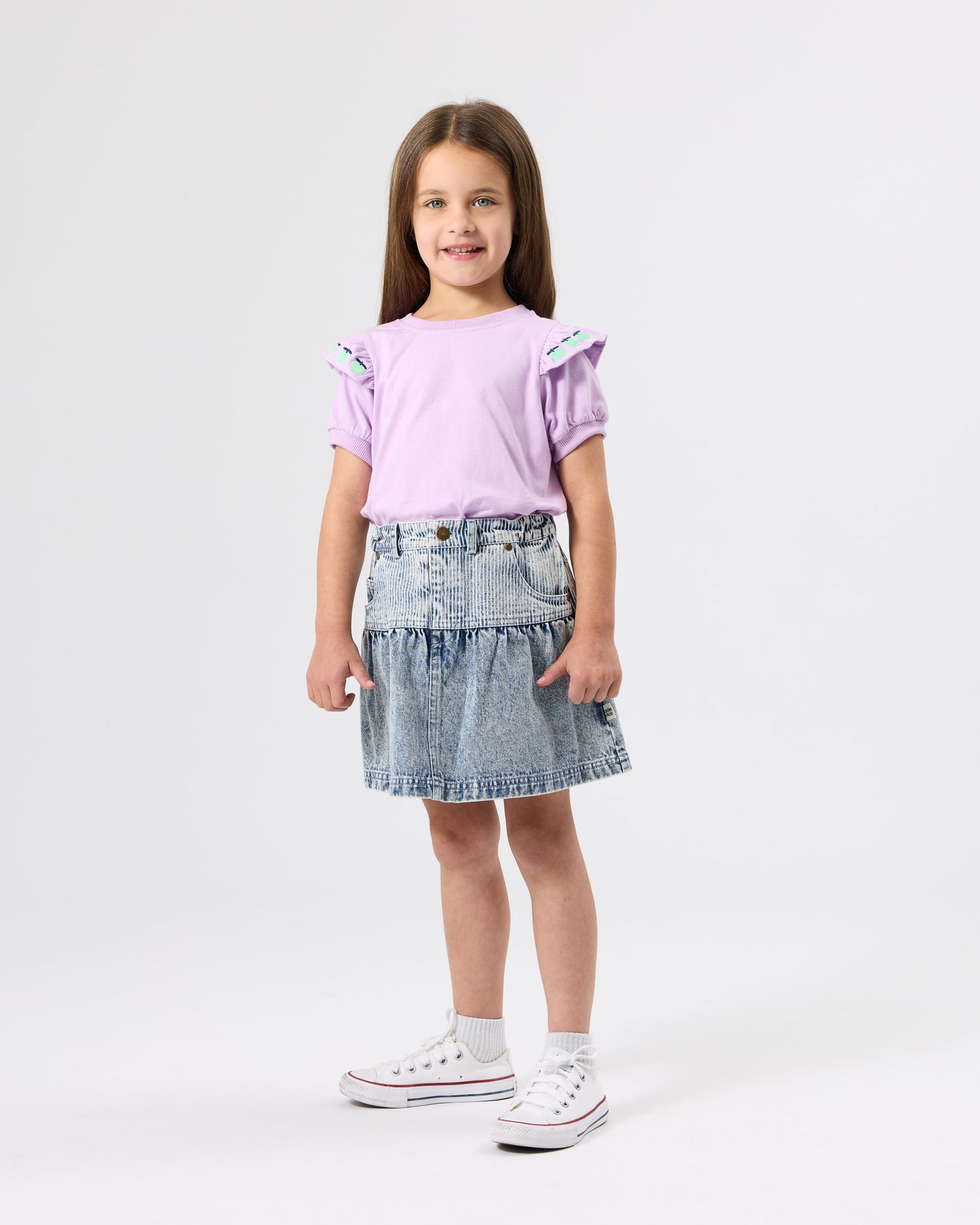 Goldie + Ace Flounce Shoulder Apple Top