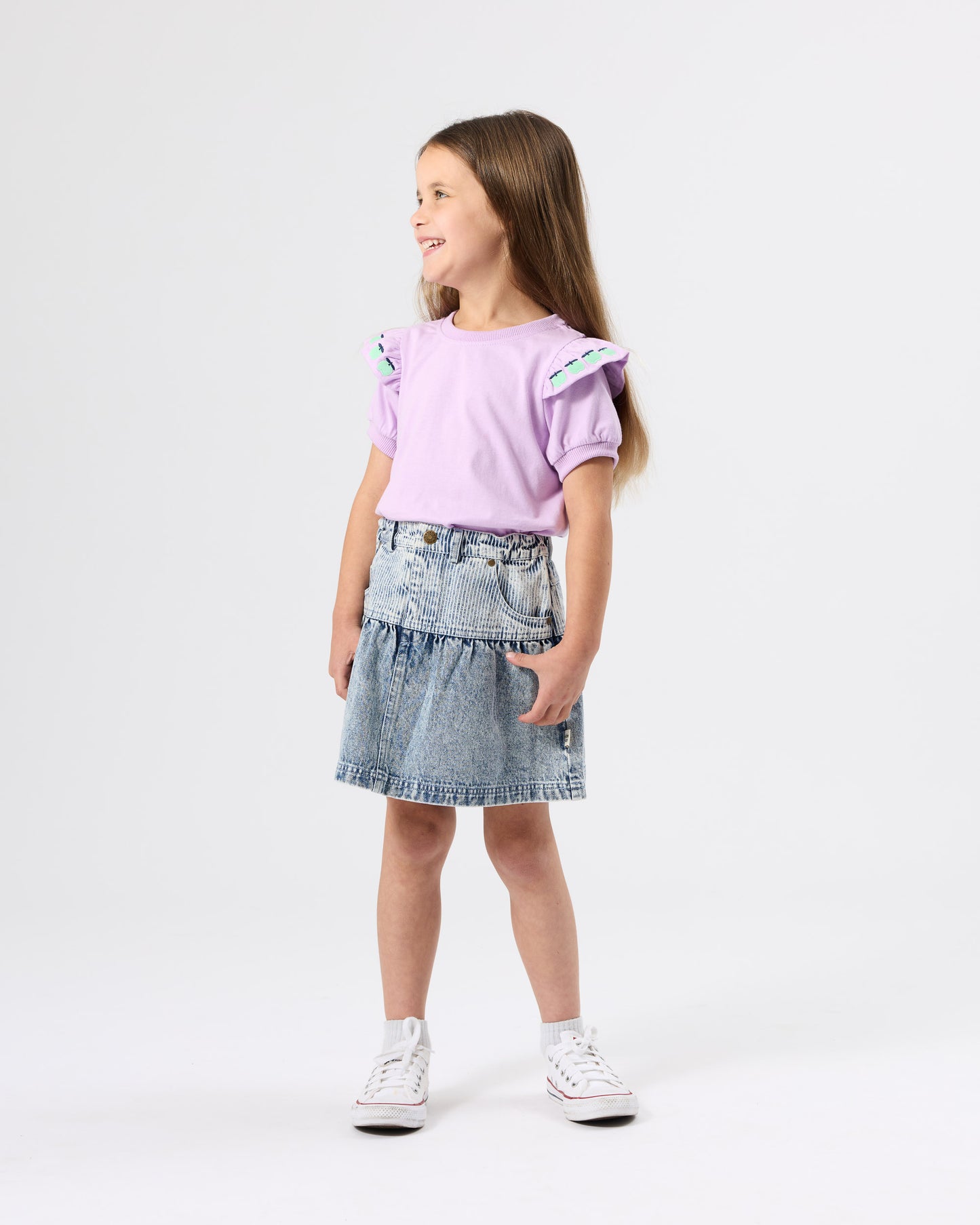 Goldie + Ace Flounce Shoulder Apple Top