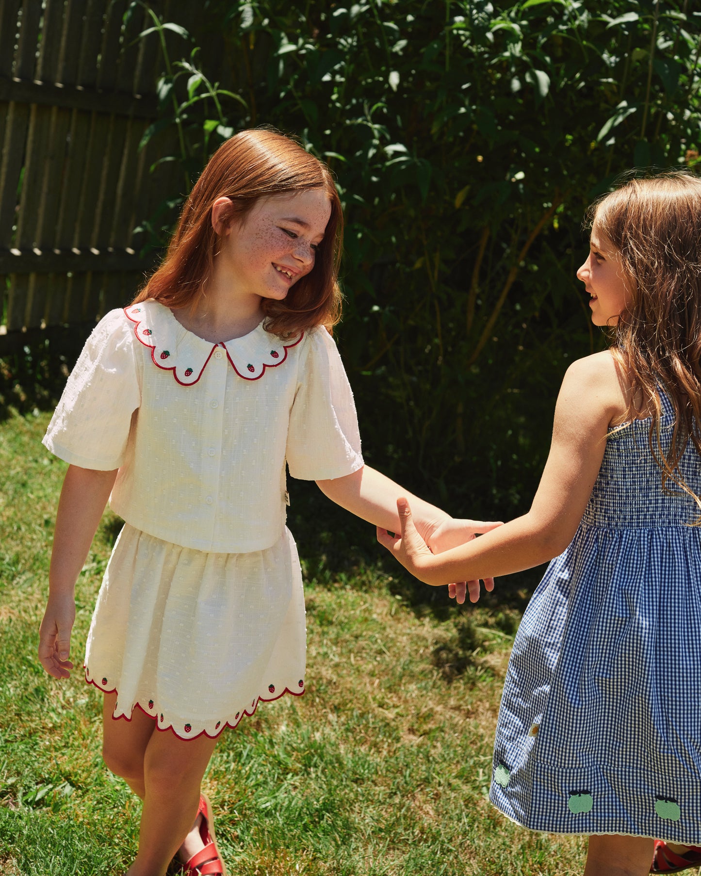 Goldie + Ace Scallop Hem Strawberry Skirt
