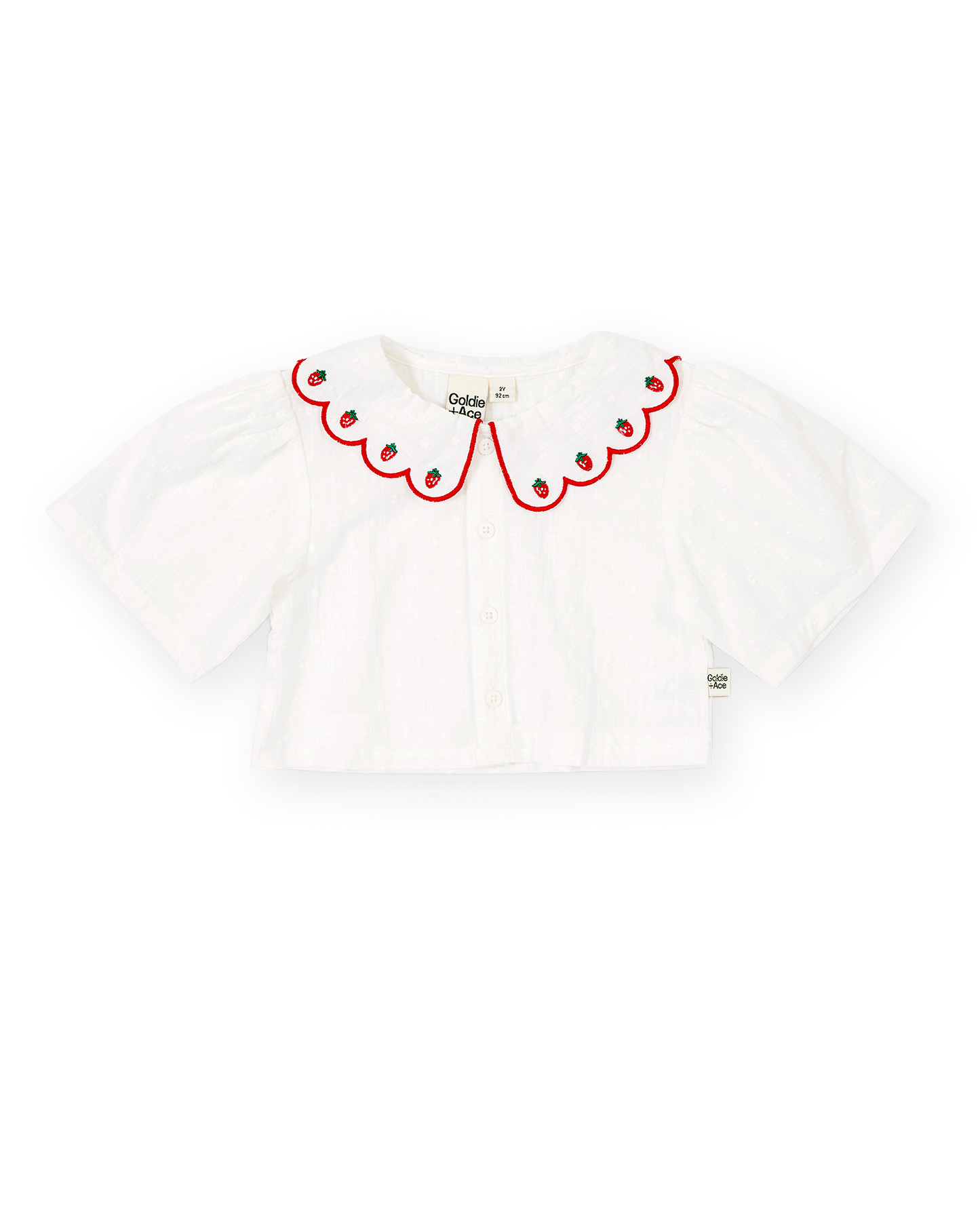 Goldie + Ace Scallop Collar Strawberry Cropped Blouse