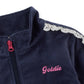 Goldie + Ace Velour Broderie Sweat Jacket Navy