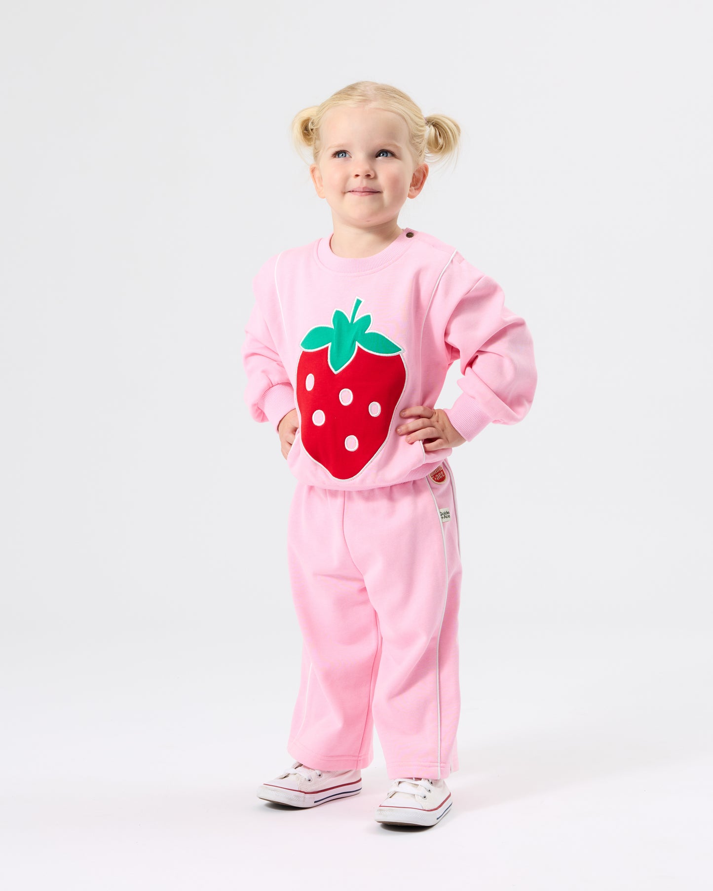 Goldie + Ace Jumbo Strawberry Piped Sweater Pink