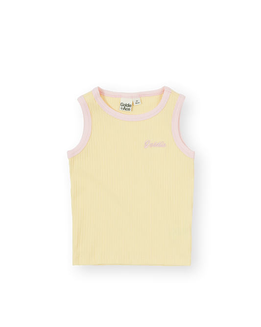Goldie + Ace Embroidered Colour Pop Rib Singlet Yellow
