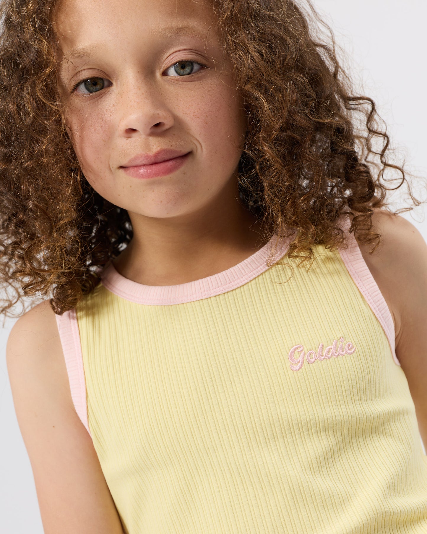 Goldie + Ace Embroidered Colour Pop Rib Singlet Yellow