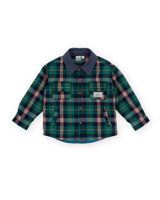 Goldie + Ace Check Padded Shacket Green Check