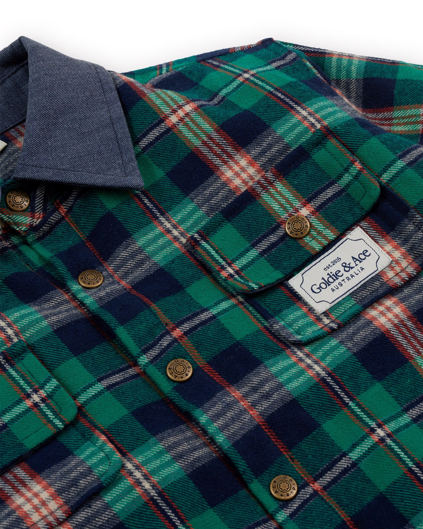 Goldie + Ace Check Padded Shacket Green Check