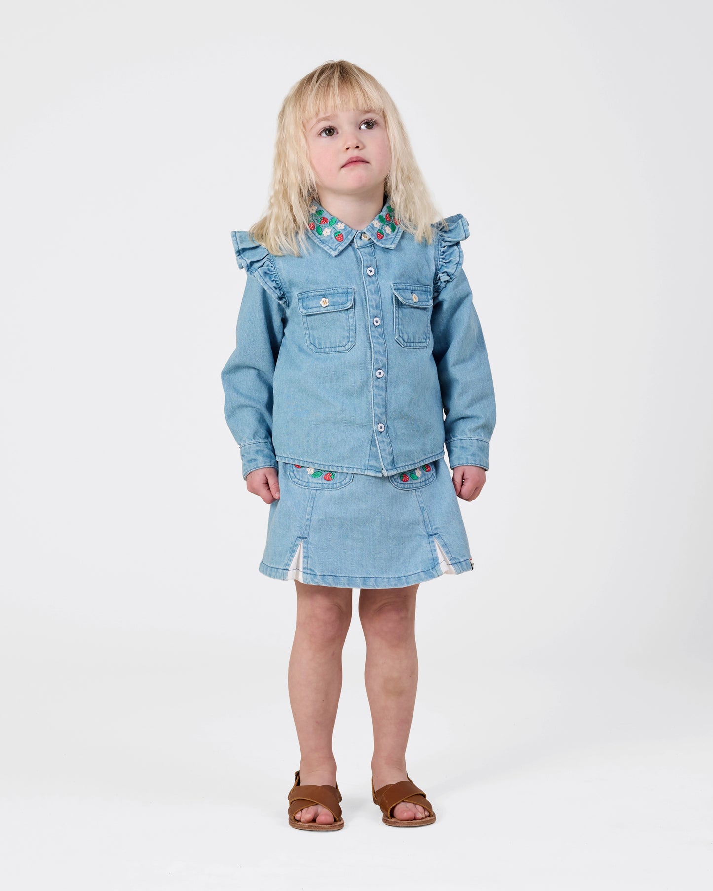 Goldie + Ace Wild Strawberry Chambray Skirt