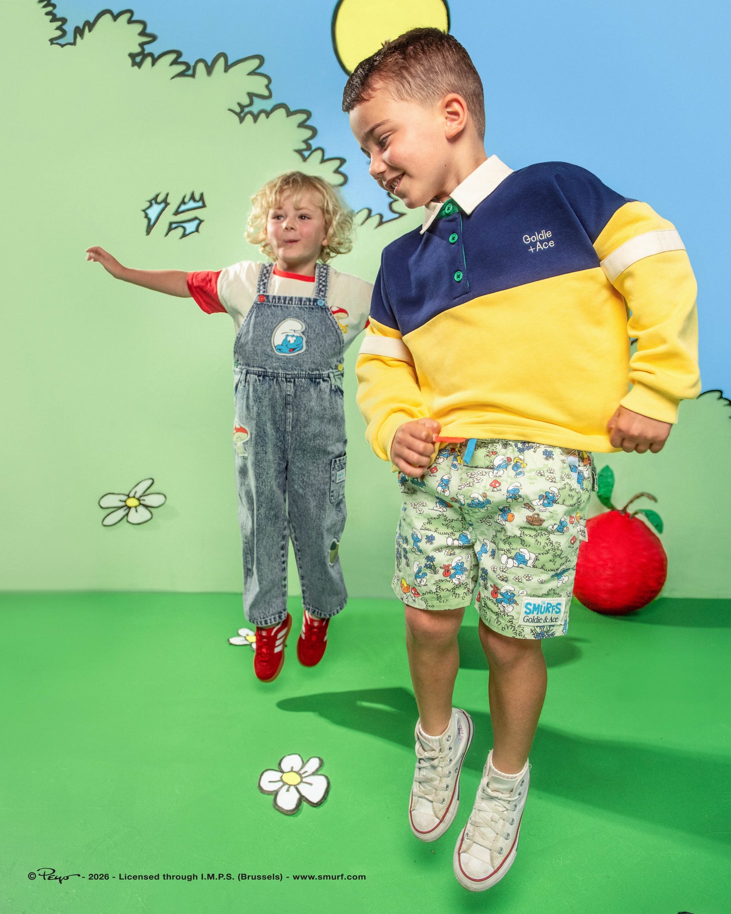 Goldie + Ace The Smurfs Village Print Shorts