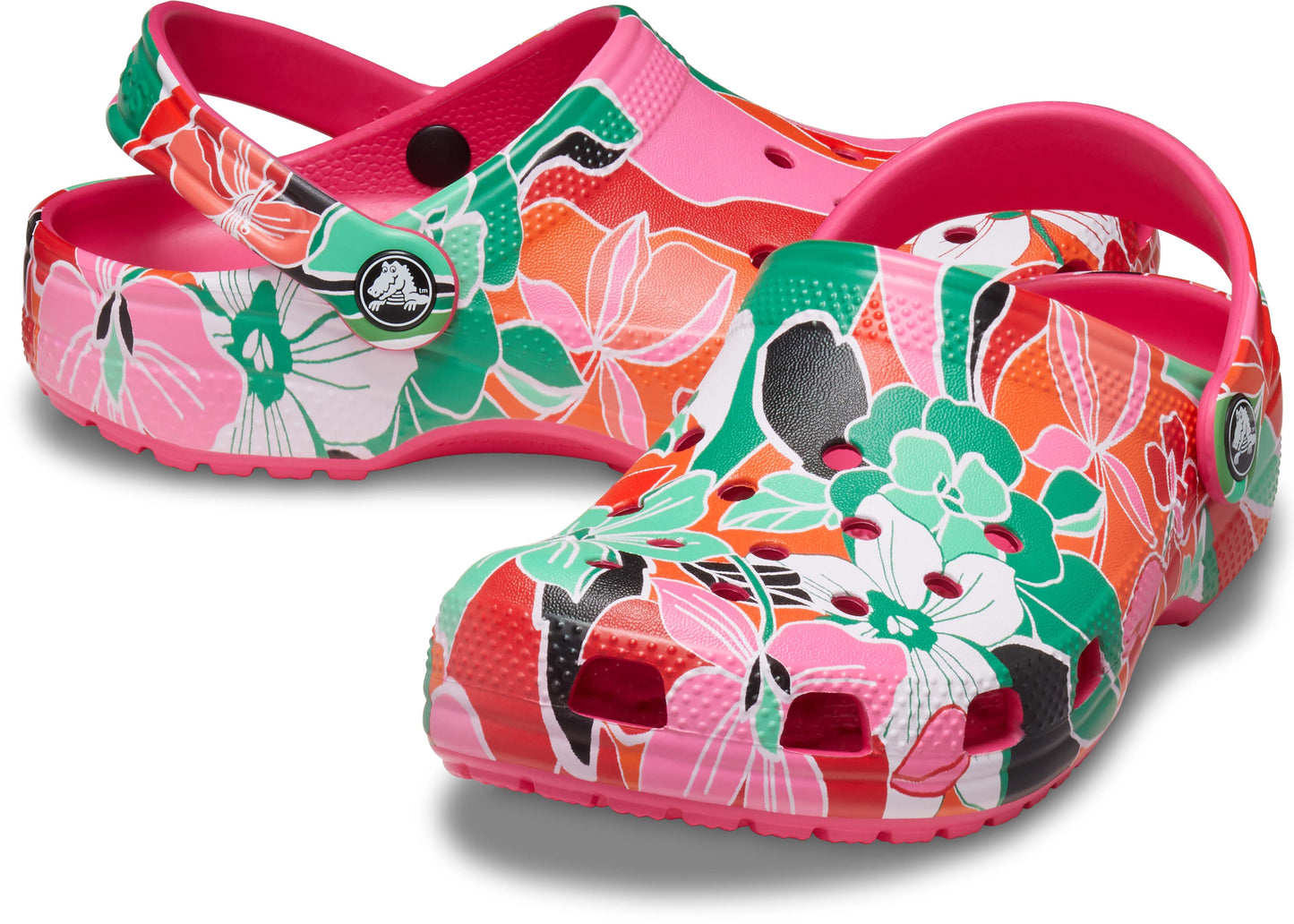 Crocs Classic Woodcut Floral Clog Kids Dragon Fruit