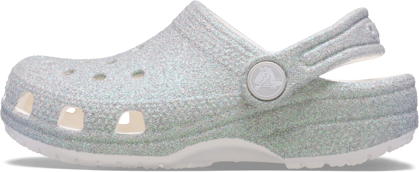 Crocs Classic Iridescent Glitter Clog Kids White