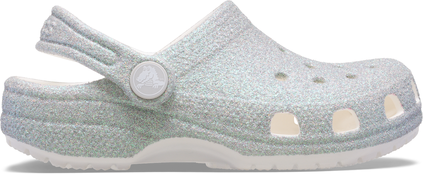 Crocs Classic Iridescent Glitter Clog Kids White