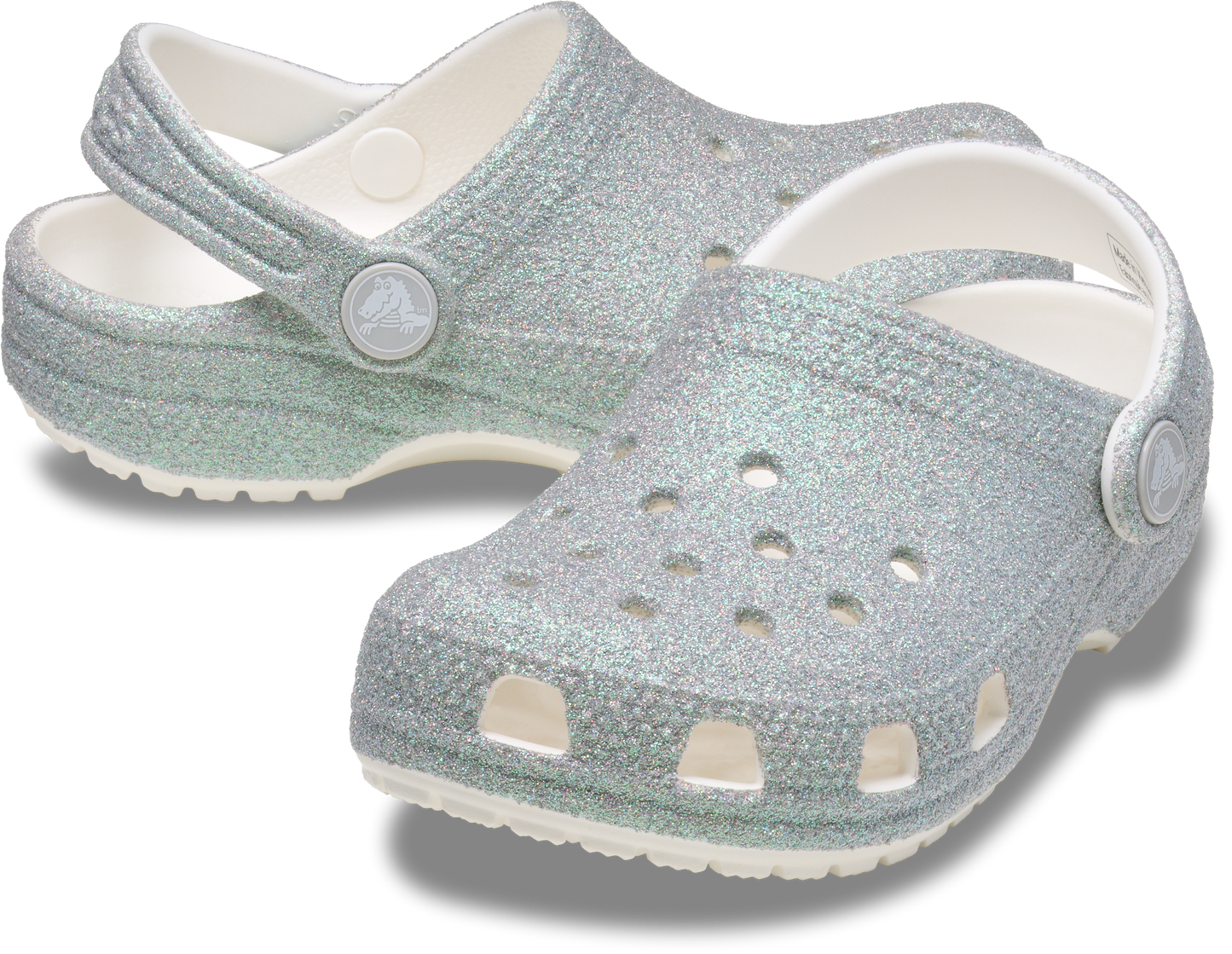 Crocs Classic Iridescent Glitter Clog Kids White