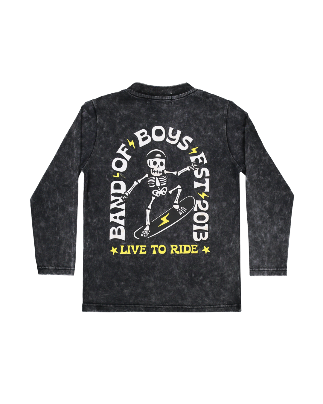 Band of Boys Black Wash Bones Skate Long Sleeve Tee
