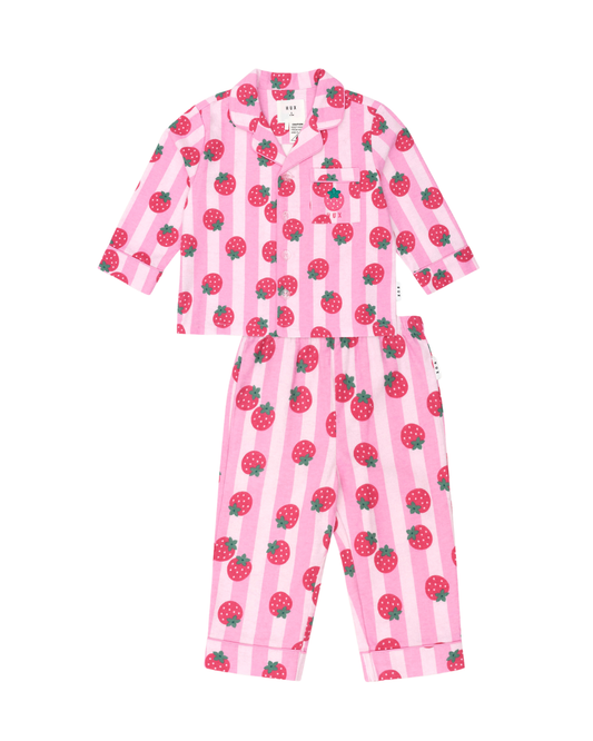 Huxbaby Strawberry Fields Forever Stripe Flannel PJ's
